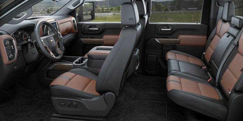 leather seat interior of a 2021 Chevrolet Silverado 2500 HD