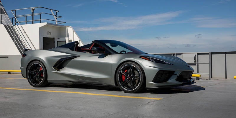 silver 2022 Chevrolet Corvette with top off