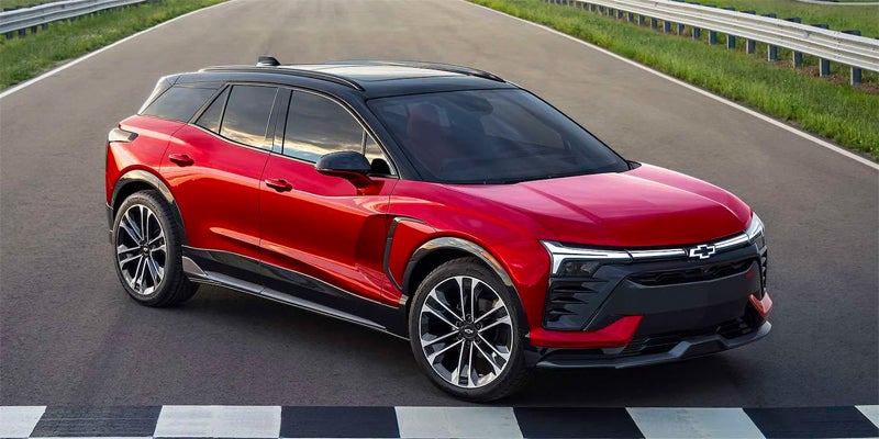 red 2024 Chevrolet Blazer EV parked on race track