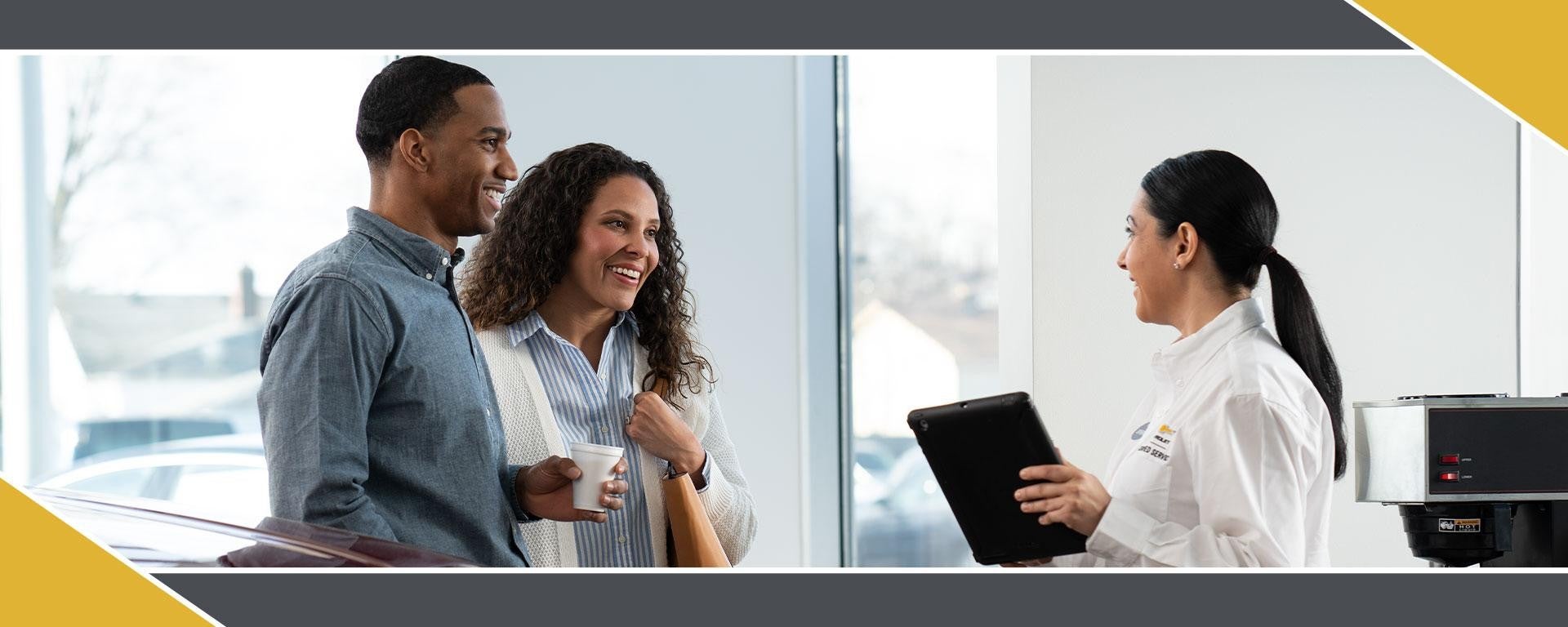 Representative talking to customers